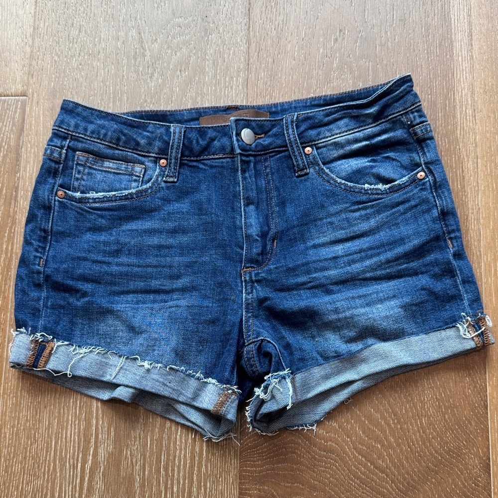 Joe’s Jeans Dark Wash Cutoff Denim Shorts | Rolled Cuff Premium Stretch size 27